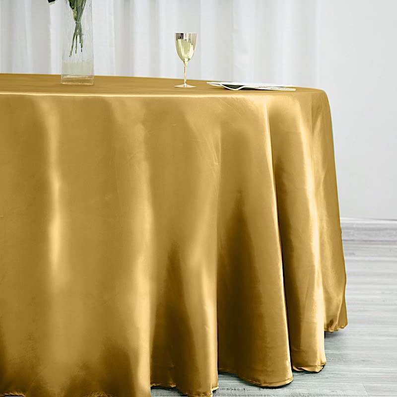 Balsacircle 120 Inch Gold Satin Round Tablecloth Table Cover Linens For Wedding Table Cloth Party Reception Events Kitchen Dinin